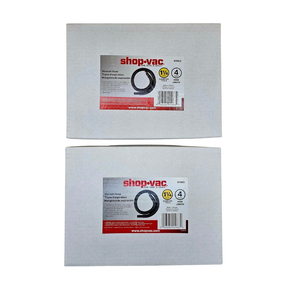 (2) Shop Vac Vacuum Hoses 1-1/4 Inch Diameter 4 Feet Length Set of 2 Hoses